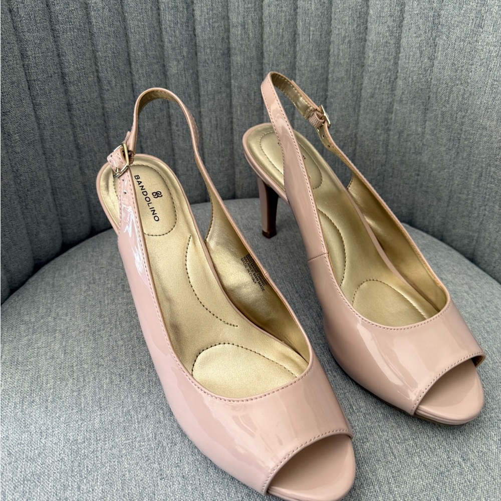 Bandolino Blush Patent Slingback Heels